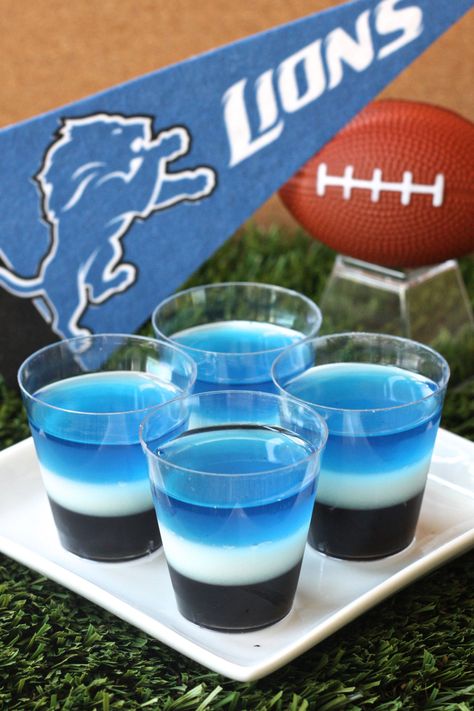 Best Detroit Lions Jell-O Shots Recipe-How to Make Detroit Lions Jell-O Shots-Delish.com Dallas Cowboys Birthday Party, Dallas Cowboys Theme, Dallas Cowboys Birthday, Dallas Cowboys Party, Jell O Shots, Dallas Cowboys Baby, Cow Boys, Jello Shot, Cowboy Birthday Party