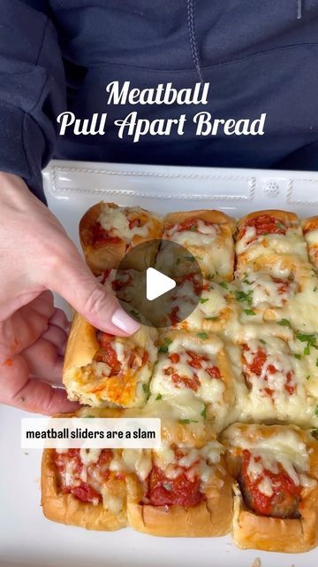 Babs on Instagram: "🏀FINAL FOUR MEATBALL PULL APART BREAD SLIDERS🏀

It is Final Four time!  And the boys AND the girls are playing…literally for UCONN ! Are you watching the games this weekend?  You have to make my Meatball Pull Apart Bread - whether you are watching the game or not.  I have a Granddaughter at UCONN (and my Grandson will be going this Fall) so… Go Huskies!!!!

🏀INGREDIENTS:  
1 lbs 80/20 ground beef
½  lb sweet italian sausage
¼  cup breadcrumbs
2 tbsp grated parmesan cheese
1 tbsp steak seasoning
½  tsp crushed red pepper
¼  cup whole milk
1 large eggs
4 ounces unsalted butter
1 tbsp garlic powder
2 tsp grated parmesan cheese
1 tsp dried parsley
½ tsp salt
½ tsp pepper
2 12-count packages Hawaiian sweet rolls or 1 24-count package
1 lb grated mozzarella cheese (you may Breaded Meatballs, Football Food Appetizers, Make Garlic Butter, Steak Rub, Sausage Bread, Granulated Garlic, Hawaiian Roll, Serrated Knife, Hawaiian Sweet Rolls