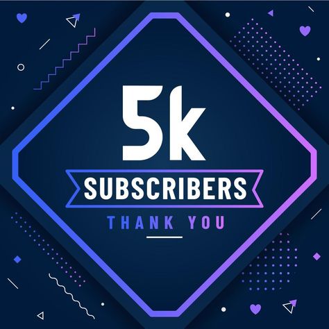 Thank you 5K subscribers, 5000 subscribers celebration modern colorful design. 5k Subscribers, 2k Subscribers, Youtube Design, Colorful Design, Thank You, Design