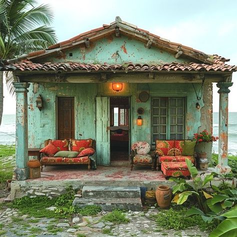 Bohemian Boho Boho Cottage Exterior, Boho Treehouse, Boho Homes, Garden Cabins, Cozy Places, Bohemian Theme, Homeward Bound, Bohemian House, Beach Shack