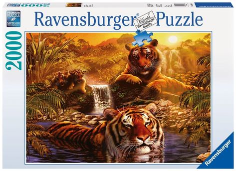 2000 Piece Animal Jigsaw Puzzles | Jigsaw Puzzles For Adults Tiger Family, 2000 Piece Puzzle, Ravensburger Puzzle, Puzzle Shop, Cat Wall Art, Big Cats, Wild Cats, Cat Art, Animal Drawings