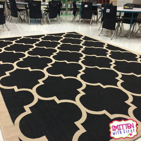 Smitten with First: Classroom Tour with lots of FREEBIES! Vintage Classroom, Classroom Carpets, Black And White Carpet, Farmhouse Classroom, Math Word Walls, Classroom Tour, Creative Teaching Press, Number Posters, Classroom Makeover