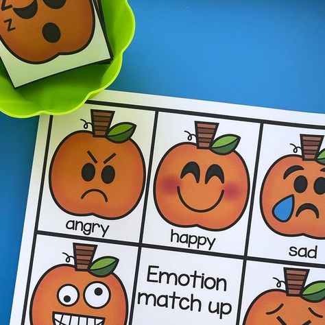 Melanie Price on Instagram: "In an effort to bring more social-emotional awareness into the classroom, I created a new SEL line with themed printable activities to use throughout the year. Each set features a set of 8 emotions and has activities for small group time, independent centers, and even circle time. These have been a great way to get kiddos taking about their feelings and learning it’s ok the have the feelings. This pumpkin set is great for this time of year." Feelings Centers Preschool, Pumpkin Emotions Printable, Thanksgiving Social Emotional Activities, Pumpkin Circle Time Activities, Pumpkin Emotions, Emotions Printable, Emotions Game, Circle Time Activities, Social Emotional Activities