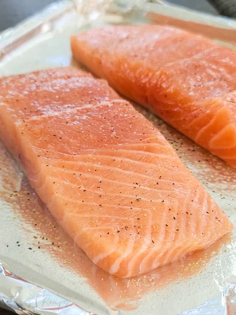 Low Sodium Salmon for Two – Erica's Recipes Low Sodium Salmon Recipes Healthy, Renal Diet Fish Recipes, Low Sodium Salmon Recipes, Low Sodium Salmon, Lemon Basil Butter, Convention Oven, Renal Friendly Recipes, Sodium Foods, Basil Butter