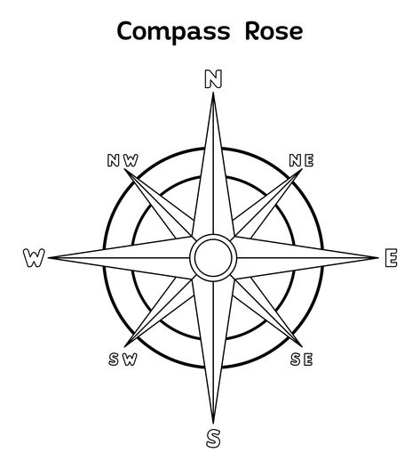 Compass Coloring Page, Study 2023, Homeschool Goals, Compass Rose Design, Compass Directions, Rose Coloring, Diy Quilting, Cardinal Point, Rose Coloring Pages