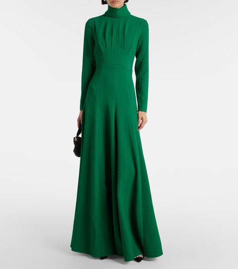 Oakberry maxi dress in green - Emilia Wickstead | Mytheresa Fall Gowns, Royal Outfit, Royal Clothes, Royal Clothing, Design Blouse, Luisa Beccaria, Emilia Wickstead, Royal Outfits, Satin Pumps