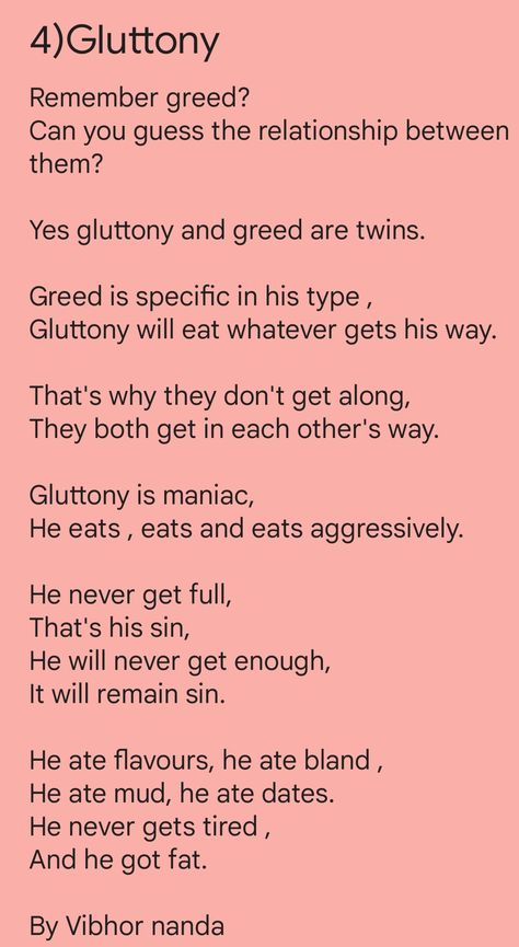 Sin of gluttony, seven deadly sin Glutton Aesthetic Sin, 7 Deadly Sins Quotes, Pride Sin Aesthetic, Envy Aesthetic Sin, Seven Deadly Sins Quotes, Heavenly Virtues, Igcse Art, Sin Quotes, Poetic Quote