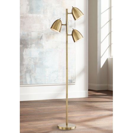 360 Lighting Mid Century Modern Floor Lamp Aged Brass 3-Light Tree Adjustable Dome Shades for Living Room Reading Bedroom Office - Walmart.com Three Light Floor Lamp, Mid Century Modern Floor Lamps, Floor Lamp Styles, Contemporary Lighting Design, Pharmacy Floor Lamp, Tree Floor Lamp, Modern Floor Lamp, Brass Floor, Adjustable Floor Lamp