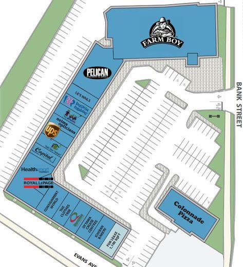 Blue Heron Mall shopping plan Small Strip Mall Floor Plans, Small Shopping Mall Design, Strip Mall Floor Plan, Small Shopping Mall, Mall Layout, Shopping Center Architecture, Parking Plan, Commercial Building Plans, Resort Design Plan