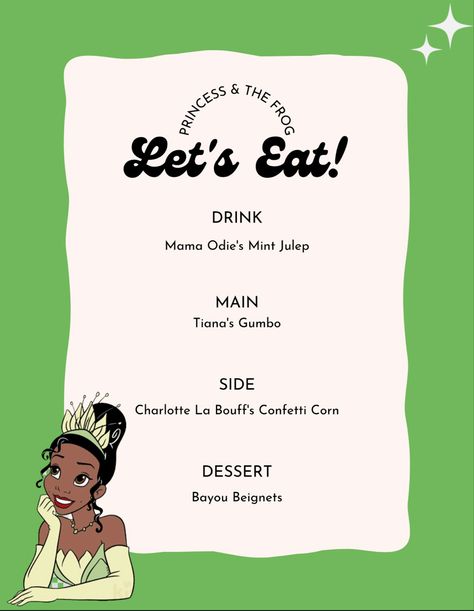 Charlotte La Bouff, Themed Dinner, Princess And The Frog, Dinner Themes, Mint Julep, Gumbo, The Frog, Dinner Menu, Beignets