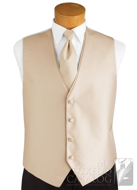 Champagne Tan 'Synergy' Vest from http://www.mytuxedocatalog.com/catalog/vests/VSY21-Champagne-Tan-Synergy-Vest Chambelanes Outfits, Mens Dress Vests, Mens Wedding Attire, Suits Men, Dapper Day, Wedding Groomsmen, Groomsmen Suits, Groomsmen Attire, Groom Suit