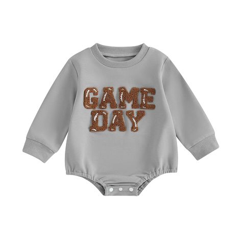 PRICES MAY VARY. Cotton Blend Imported Pull On closure Machine Wash [Material]Baby boy girl romper,made of 65% cotton 35% polyester.Soft,breathable, skin friendly and cozy.Football season baby bubble romper,baby boy girl fall clothes,baby football outfit,super cute. [Designs]Football onesies baby boy girl,baby sweatshirt romper.''MY FIRST FOOTBALL SEASON''/''GAME DAY BABY''/''FOOTBALL'' letter printed baby romper,crewneck sweatshirt romper,long sleeve onesie,oversized sweater onesie top.Baby gir Girls Football Outfit, Baby Football Outfit, Baby Boy Football, Football Onesie, Baby Football, Fall Bodysuit, Sweatshirt Romper, Football Outfit