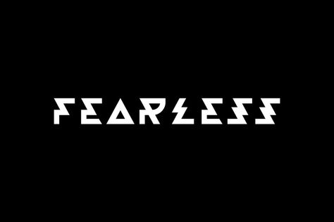 Powerful Fonts, Fearless Logo, Text Design Typography, Black Logo Lettering Tops For Streetwear, Fonts For Streetwear Brands, Fearless Font, Cheap Edgy Slogan T-shirt, Fearless Typography, Fancy Handwriting