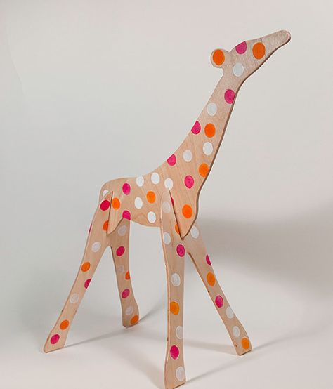 Pink & Tangerine Dot Wooden Giraffe Toy Eco Friendly Fun RIng Toss Game from Etsy seller SweetWhirl Giraffe Ring, Wooden Giraffe, Chair Wooden, Giraffe Toy, Ring Toss Game, Slime Craft, Deer Pattern, Ring Toss, Toss Game