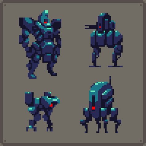 Mech Pixel Art, Pixel Robot, Cyberpunk Pixel Art, Pixel Characters, Arte 8 Bits, Pixel Art Tutorial, Cool Pixel Art, Pixel Art Characters, Pix Art