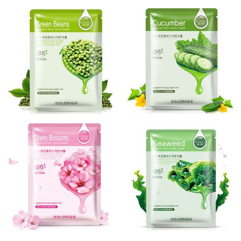 HanChan Skin Care Plant Facial Mask Moisturizing Oil Control Whitening Face Masks Multi Extract Makeup Products Face Mask Packaging, Herbal Mask, Pie Packaging, Aloe Face Mask, Whitening Face Mask, Skin Care Routine For Teens, Face Mask For Pores, Flower Mask, Skin Care Face Mask