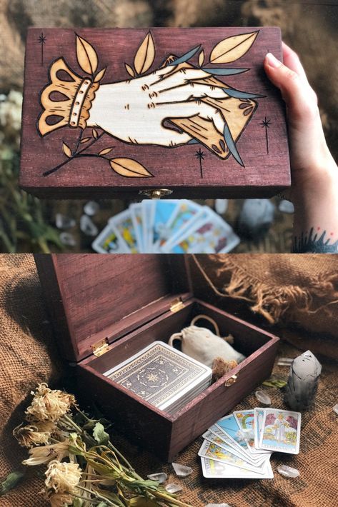 Painted Wooden Boxes, Witch Diy, Sigil Magic, Witchy Crafts, Wood Burning Crafts, Modern Witch, Witch Magic, Wood Burning Art, Blackbird