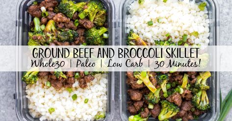 This Whole30 ground beef and broccoli skillet is perfect for a quick weeknight meal or meal prep recipe. It comes together in under 30 minutes, has a simple... Read More Whole30 Ground Beef, Broccoli Skillet, Ground Beef And Broccoli, Beef Broccoli, Beef And Broccoli, Paleo Low Carb, Macro Meals, Quick Weeknight Meals, Broccoli Beef