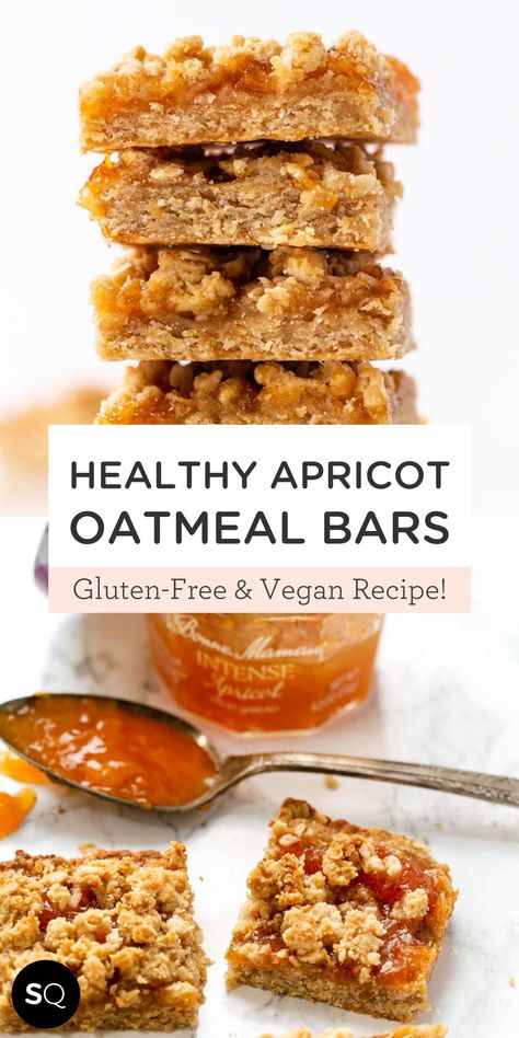 Apricot Oat Bars, Vegan Apricot Recipes, Apricot Ideas, Apricot Oatmeal, Healthier Cookies, Gluten Recipes, Oatmeal Bars Recipes, Oatmeal Breakfast Bars, Apricot Recipes