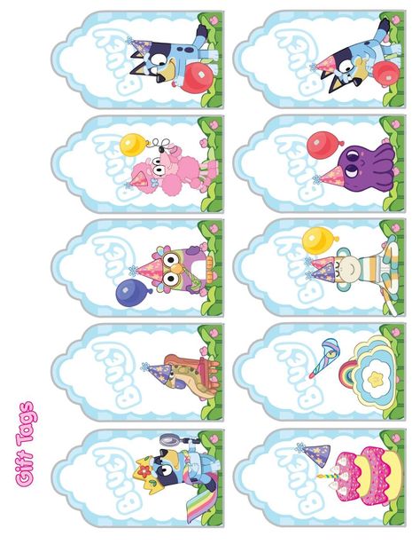 Bluey Classroom, Tinkerbell Gifts, Fiesta Bluey, Bluey Bluey, Toy Story Gifts, Bluey Party, Barbie Gifts, Bluey Birthday, Birthday Party Stickers