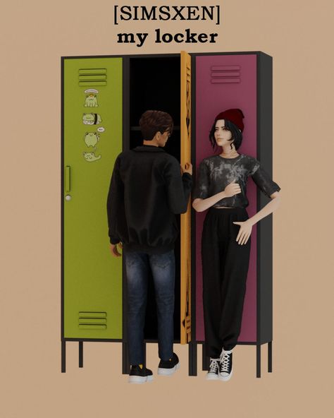 Sims 4 Couple Poses, Sims Poses, Ts4 Poses, Sims Stories, Sims 4 Cas Mods, 4 Poses, Sims Packs, School Lockers, Sims 4 Cas