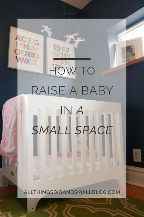 Our favorite tips and tricks from living in a tiny apartment with a baby and two great danes. Her bedroom didn't even have room for a door but we made it work! Click through to read about more small space living tips, how we saved money on setting up our nursery, and other parenting hacks. Nursery On A Budget, Tiny Nursery, Small Nurseries, Space Nursery, Great Danes, Nursery Organization, Baby Prep, Small Space Diy, Preparing For Baby