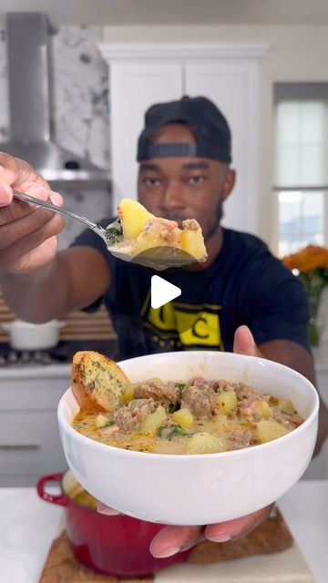 Daven Gates aka OneStopChop on Instagram: "IM SICK! Let’s make some Zuppa Toscana 😮‍💨. FULL RECIPE up on the vlog! What soup should I do next yal?! 
.
.
.
.
#zuppatoscana #soup #soupseason #onestopchoprecipes" Toscano Soup, Good Fat Foods, Daven Gates, Zuppa Soup, Food Substitutions Healthy, Italian Soup Recipes, Best Macaroni Salad, Italian Soup, Soup Kitchen