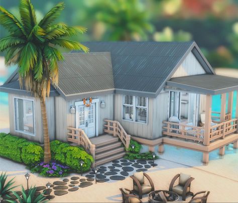 Sims 4 Ocean House, Sims4 Houses, Ts4 Builds, Sims 4 Builds, Sims Memes, Tiny Beach House, Sims Inspiration, Sims Houses, Sims Builds