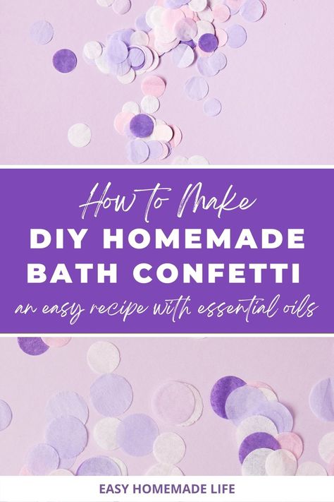 Make DIY bath confetti at home with rice paper by brushing on liquid soap with some color and essential oils. Add a handful to a bath and delight adults and children alike. It’s a great homemade gift idea and a thoughtful touch to add to any handmade spa gift basket, baby or wedding shower favors, and more! Bath Confetti, Homemade Balm, Milk Bath Recipe, How To Make Bubbles, Diy Confetti, Homemade Bath, Bath Bomb Recipes, Spa Gift Basket, Paper Confetti