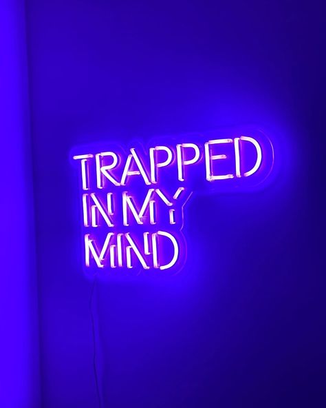 NEON BEACH on Instagram: “Trapped in my mind...💭 . One of our best sellers 😍⚡️” Trapped In My Mind, Neon Rouge, Blue Aesthetics, Neon Beach, Rapper Wallpaper Iphone, Neon Quotes, Dark Blue Wallpaper, Neon Words, Neon Backgrounds