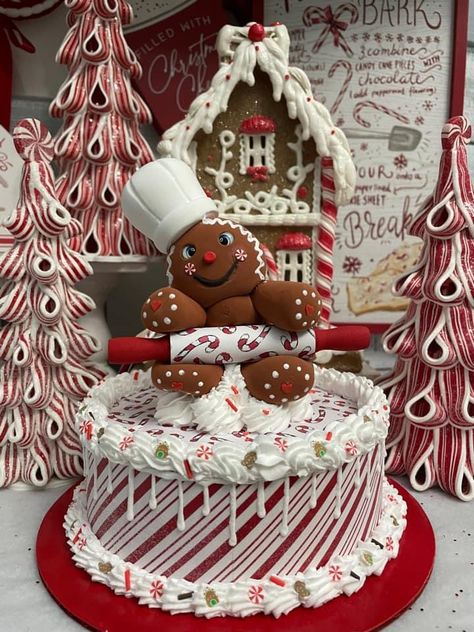 Faux Gingerbread Cake Diy, Fake Bake Diy Christmas, Fake Bake Christmas, Fake Bake Diy, Gingerbread Frosting, Candy Houses, Faux Gingerbread, Bd Ideas, Xmas Cakes