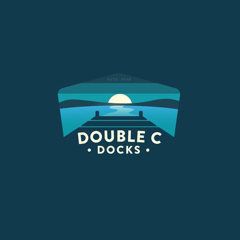 Double dock night 3x Vintage Logo Inspiration, Dock Logo, Logo Inspiration Vintage, Sunset Logo, Retro Logo Design, Outdoor Logos, Adventure Logo, Startup Logo, Logo Retro