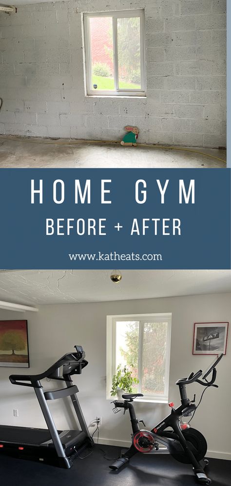 Workout Room Ideas Home Basement, Basement Fitness Room, Workout Room Organization, Nordictrack Treadmill, Peloton Room Ideas, Basement Workout Room, Workout Room Flooring, Peloton Room, Home Gym Layout