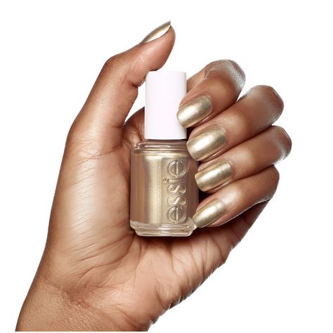 Metallic Gold Nail Polish, Metallic Gold Nails, Sinful Colors Nail Polish, Metallic Nail Polish, Distance Friendship, Gold Nail Polish, Homecoming Nails Acrylic, White Acrylic Nails, Fall Acrylic Nails