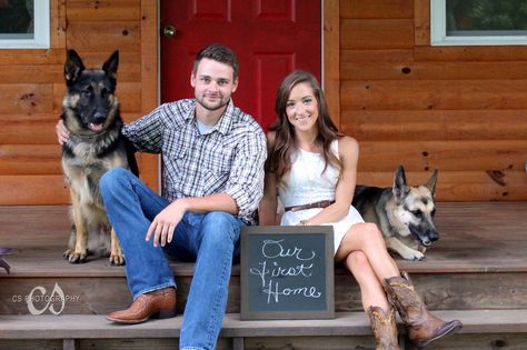 Our First Home pictures done by CS Photography. Missouri. July 2014 #germanshepard #couplesphotography First Home Pictures, Save The Date Ideas, Wedding Engagement Pictures, Save The Date Photos, Engagement Announcement, Date Ideas, Wedding Engagement Photos, Wedding Pics, Engagement Photoshoot