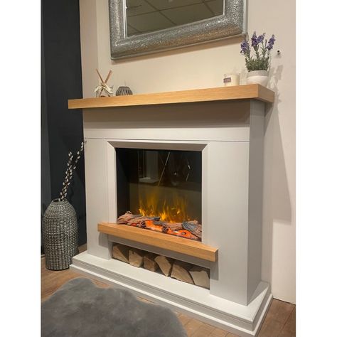 Electric Fire Suites Uk, Electric Fireplace Small Space, Living Room Fake Fireplace, Chimney Decor Living Room, Free Standing Electric Fireplace Ideas, Electric Fireplace Ideas With Mantle, Fireplace No Chimney, Electric Fireplace Makeover, Living Room Electric Fireplace