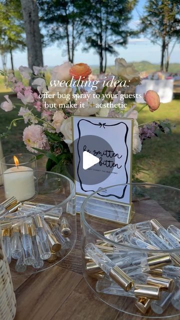 MADDIE | WEDDING CONTENT CREATOR on Instagram: "outdoor wedding idea…provide bug spray but make it ✨aesthetic ✨   #weddingcontentcreator" Bug Spray Wedding, It Aesthetic, Wedding Content, Bug Spray, September 28, Wedding Idea, Content Creator, Outdoor Wedding, Bugs