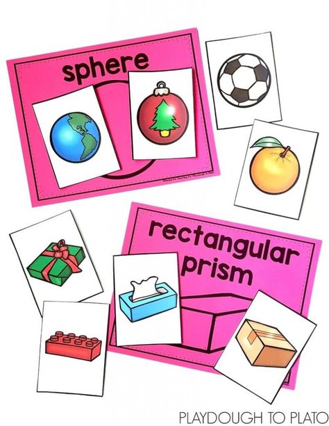 Shapes Centers Kindergarten, 3d Shapes Kindergarten, 3d Shapes Activities, Math Shapes, Preschool Shapes, 3 Dimensional Shapes, Geometric Shapes Drawing, Shapes Worksheet Kindergarten, Playdough To Plato