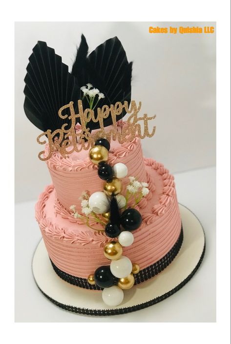 Elegant Retirement Cake, Two Tier Retirement Cake, Retirement Cakes Ideas For Women, Happy Retirement Cake Ideas, Retirement Sheet Cake, Birthday/retirement Cake, Happy Retirement Cake, Retirement Party Cakes, Retirement Cake