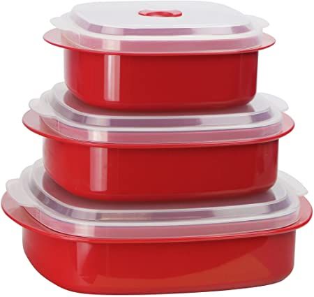 Red Microwave, Electric Food Steamer, Microwave Steamer, Food Steamers, Microwave Cookware, Cookware Storage, Electric Foods, Spinach Stuffed Mushrooms, Small Meals