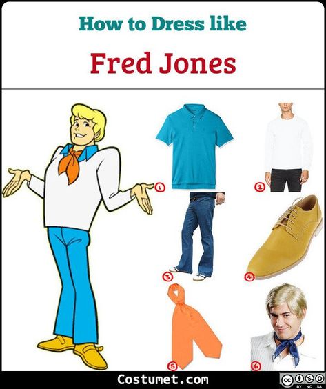 Fred Jones (Scooby Doo) Costume Diy Fred Scooby Doo Costume, Diy Fred Costume Scooby Doo, Fred Jones Cosplay, Fred Outfits Scooby Doo, Freddy Scooby Doo Costume, Scooby Doo Family Costumes Halloween, Fred And Daphne Costume Couple, Daphne And Fred Costume Couple, Fred Costume From Scooby Doo