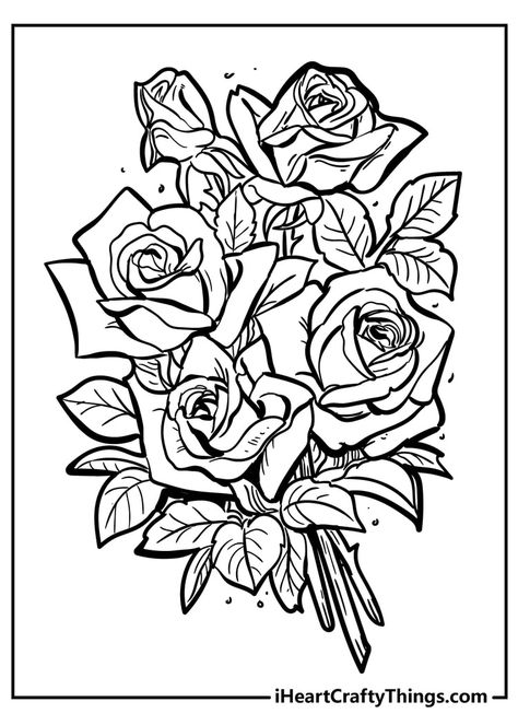 2023 Drawing, Rose Coloring, Sunflower Coloring Pages, Rose Outline, Rose Drawing Tattoo, Rose Coloring Pages, Tattoo Stencil Outline, Coloring Page Ideas, Rose Drawing