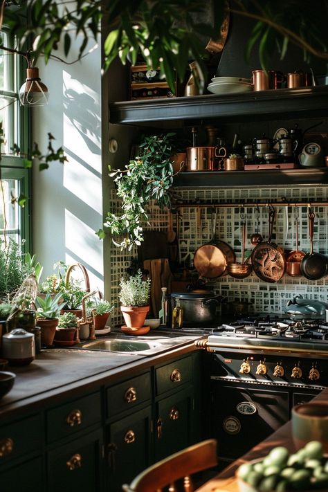 Whimsical Gothic Kitchen, Vintage Maximalist Kitchen, Moody Maximalist Kitchen, Whimsigoth Kitchen, Goth House Decor, Diy Nest, Maximalist Kitchen, Goth Houses, Moody Kitchen