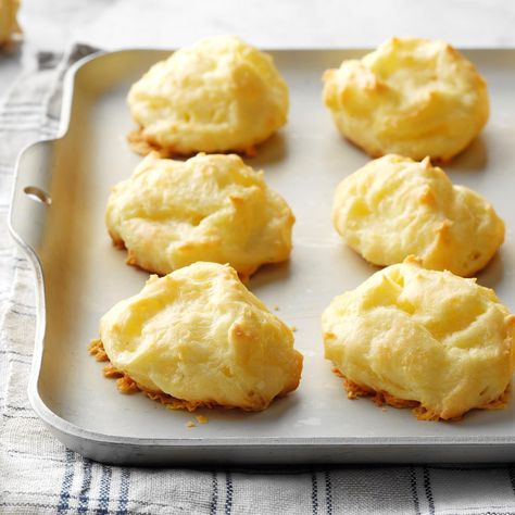 Encourage guests to mingle by serving these cute little morsels. They’re transportable, mess-free and easy to eat in a few bites. —Myra Innes, Auburn, Kansas Potato Puffs, Cheese Mashed Potatoes, Instant Potatoes, Potato Flakes, Easter Dinner Recipes, Puff Recipe, Cheese Puffs, Potato Recipe, Easter Dinner