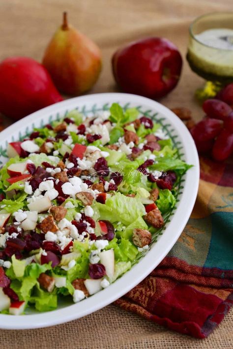 Perfect Autumn Chopped Salad | La Bella Vita Cucina Autumn Chopped Salad, Poppy Seed Dressing, Gorgonzola Cheese, Cranberry Cheese, Romaine Lettuce Salad, Pecan Pralines, Bleu Cheese, Lettuce Salad, Balsamic Vinaigrette