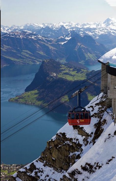 Mt Pilatus Gondola Lucerne Mount Pilatus Switzerland, Pilatus Switzerland, Mount Pilatus, Luzern Switzerland, Lake Lucerne, Lucerne Switzerland, Top Places To Travel, Cable Cars, Switzerland Travel