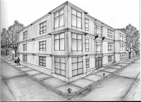 Perspective Building Drawing, Sketchbook Architecture, 2 Point Perspective Drawing, House Design Drawing, Perspective Sketch, Architecture Sketches, Perspective Drawing Architecture, Interior Architecture Drawing, Perspective Drawing Lessons