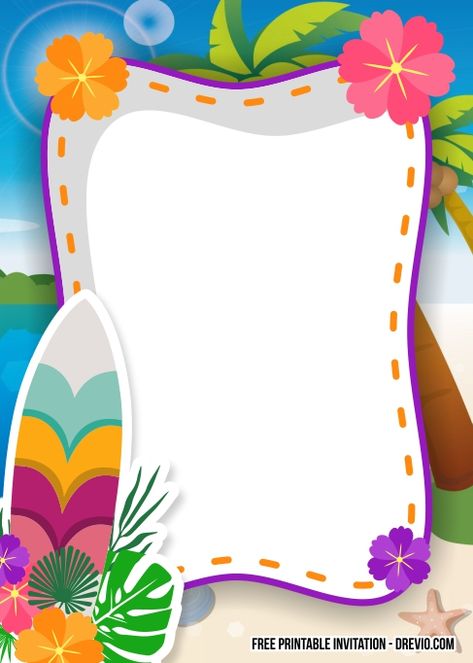 Hawaiian Baby Shower, Moana Party Decorations, Hawaiian Invitations, Hawaiian Baby Showers, Bunting Template, Summer Tags, Kitty Party Games, Luau Theme Party, Luau Birthday Party