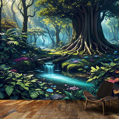 PRICES MAY VARY. 【Unique Design】This Forest Tree tapestry is designed with Forest and Tree elements, crisp lines and delicate hemming, giving you a strong visual impact and helpe you enter a wonderful new world 【Premium Material】Our Forest Tree tapestry is made of 100% terylene fabric, durable, soft, lightweight, easy to clean and quick-drying 【Multi-use】This Forest Tree tapestry brings a decorative beauty to a wall, bed or sofa. Perfect for wall hangings, dorm decor, beach blankets, picnic blan Forest Room Aesthetic, Fairy Nursery Theme, Forest Kids Room, Forest Room Decor, Hippie Wall Decor, Green Sofa Living Room, Tapestry Aesthetic, Wall Decor Bohemian, Beach Blankets