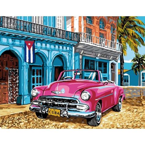 Cuba Drawing, Photo Wattpad, Cuba Cars, Blue Art Painting, Colorful Rooms, Spanish Posters, Cuba Havana, Cuban Art, Pin Up Posters